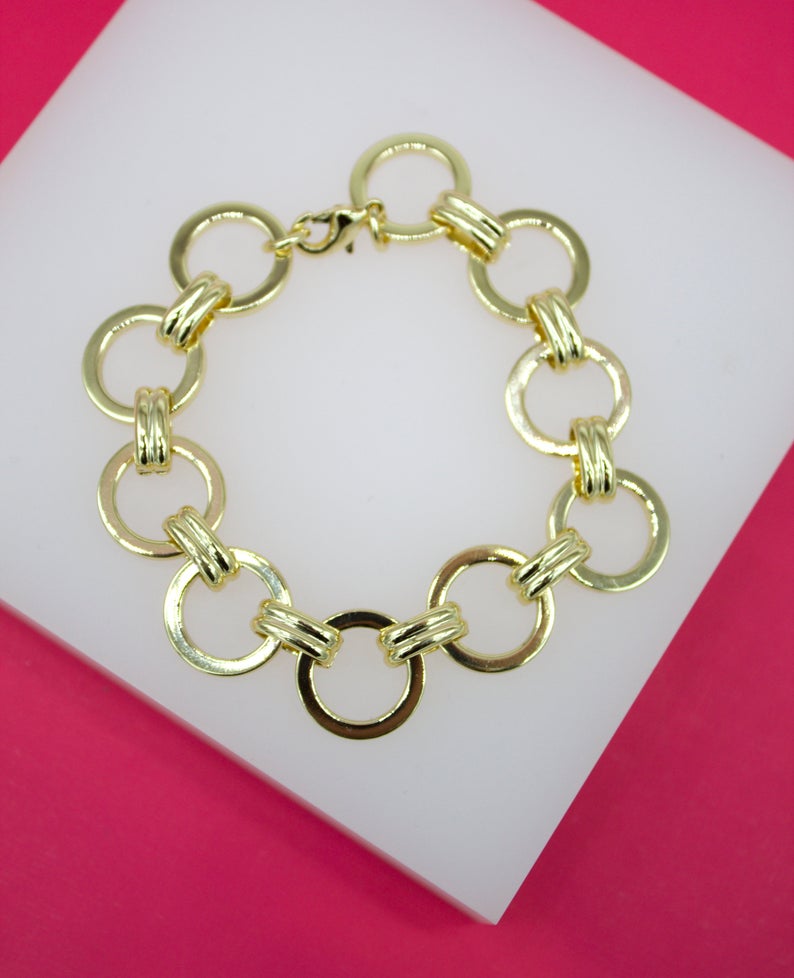 15mm Designed Circle Link Bracelet (I361)