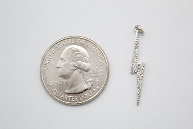Gold 18K Fill Charm Lightning Bolt CZ