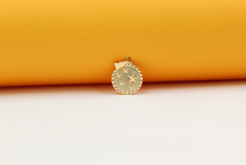 Midnight Stars Small Medallion Dainty Pendant Slim Pendant