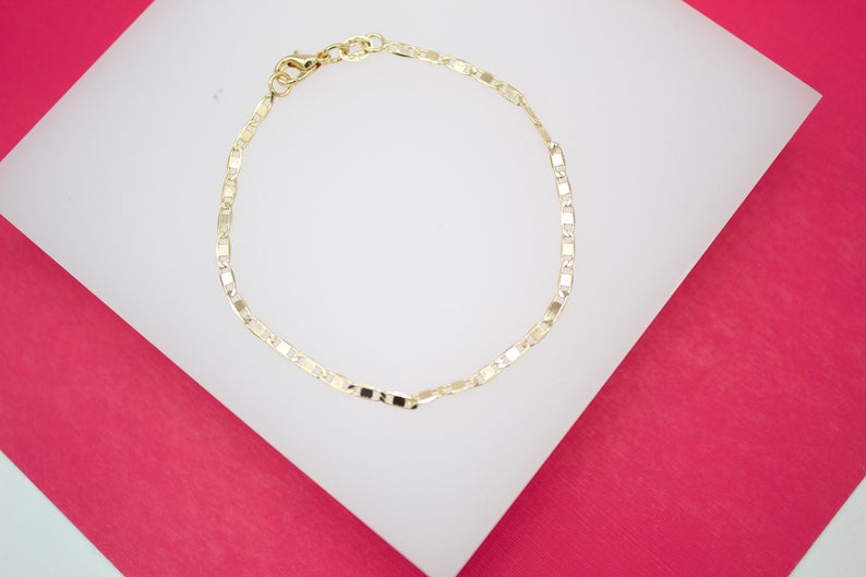 18K Gold Filled 2mm Flat Diamond Cut Mariner Bracelet