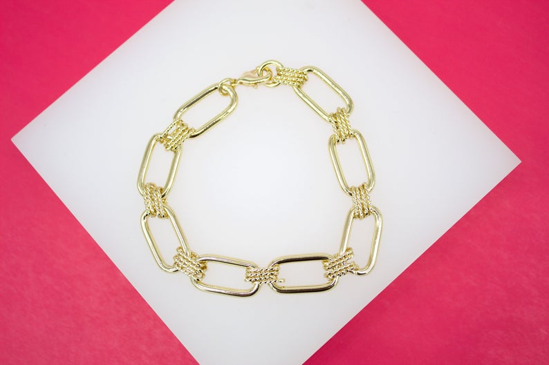 18K Gold Filled 5mm Paper Clip Chain Bracelet