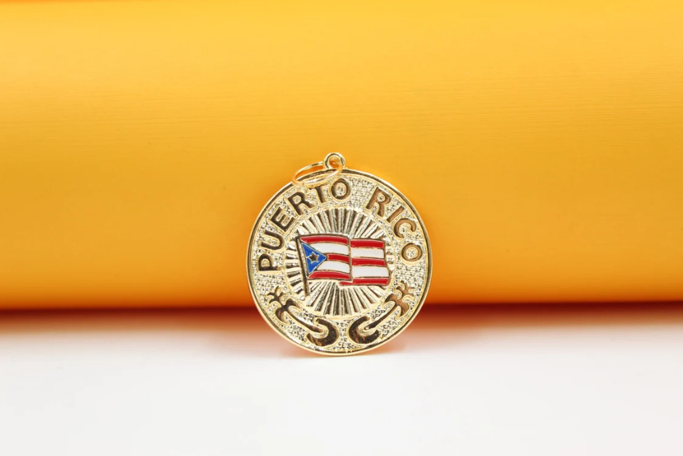 Puerto Rico Medallion Pendant With Flag