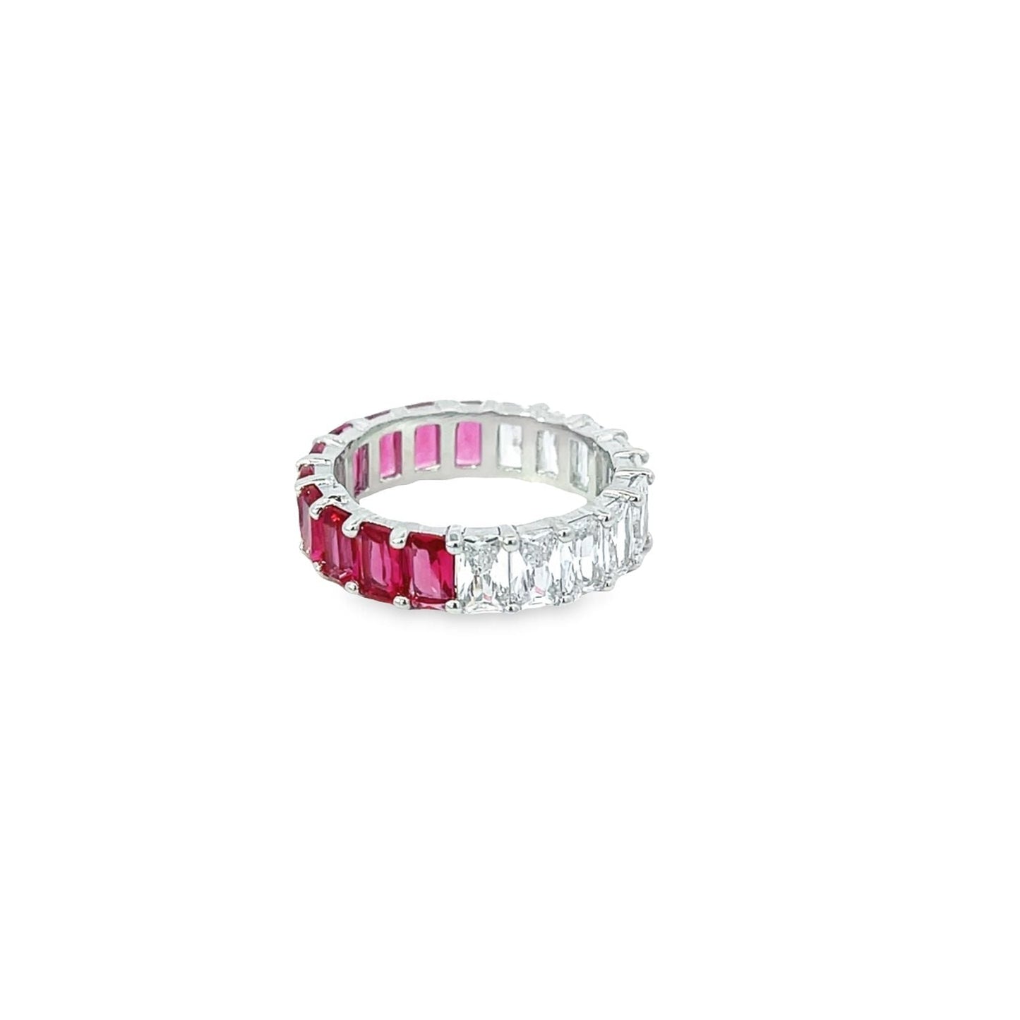 Two Sided Baguette Ring With Colored CZ Stones