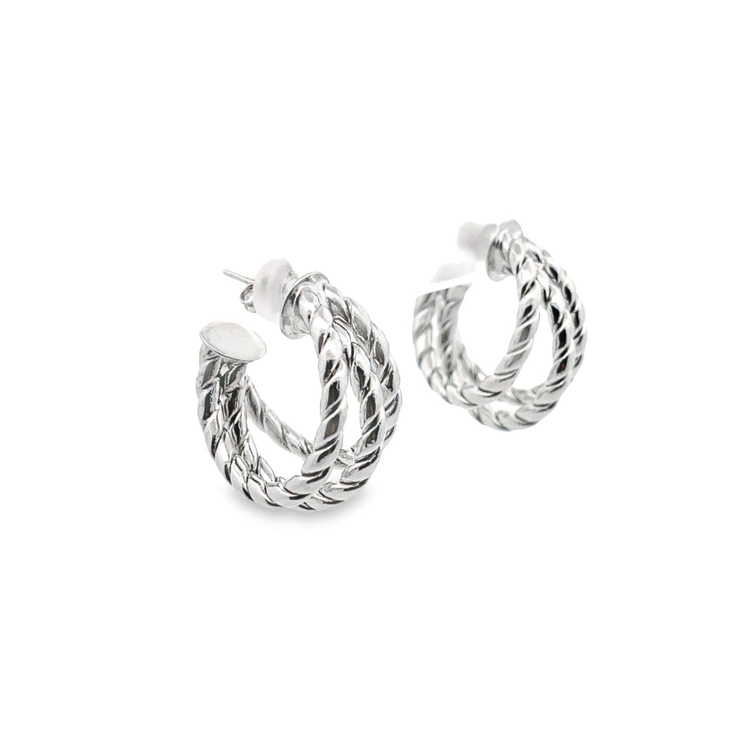Triple Strand Twisted Rope Styled Hoop Earrings