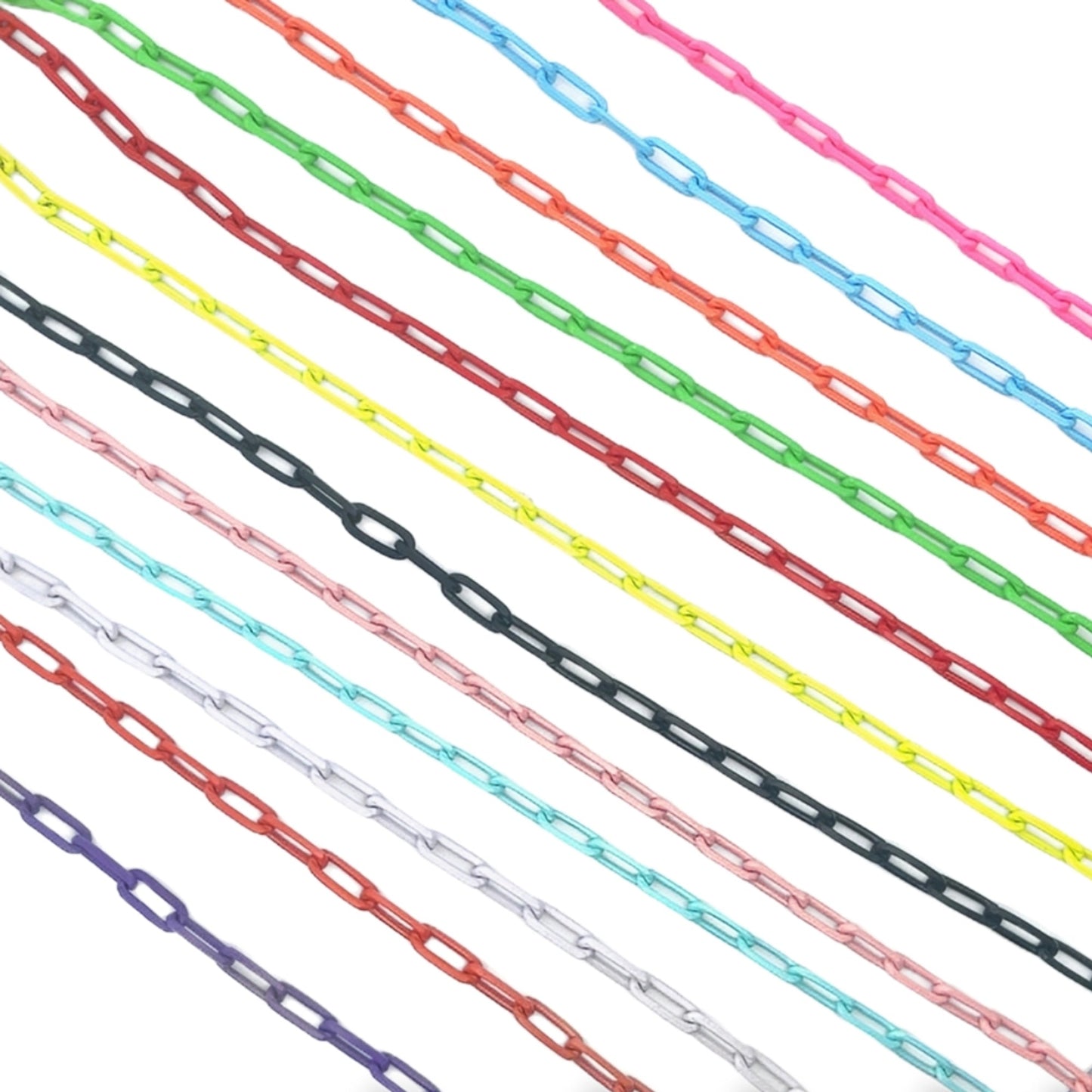 3mm Colorful Enamel Paperclip Chain Bracelets