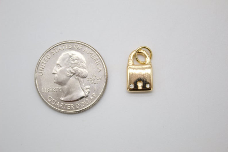 18K Gold Filled Tiny Lock Charm