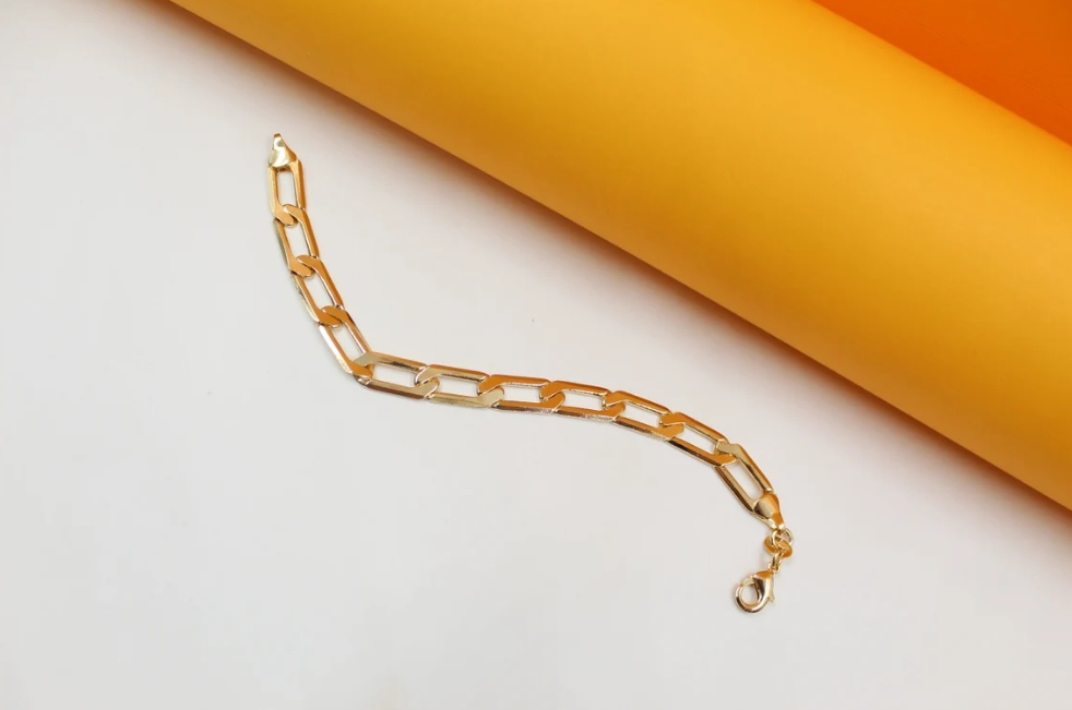 7mm Flat Long Link Curb Cuban Link Bracelet For 18K Gold Filled