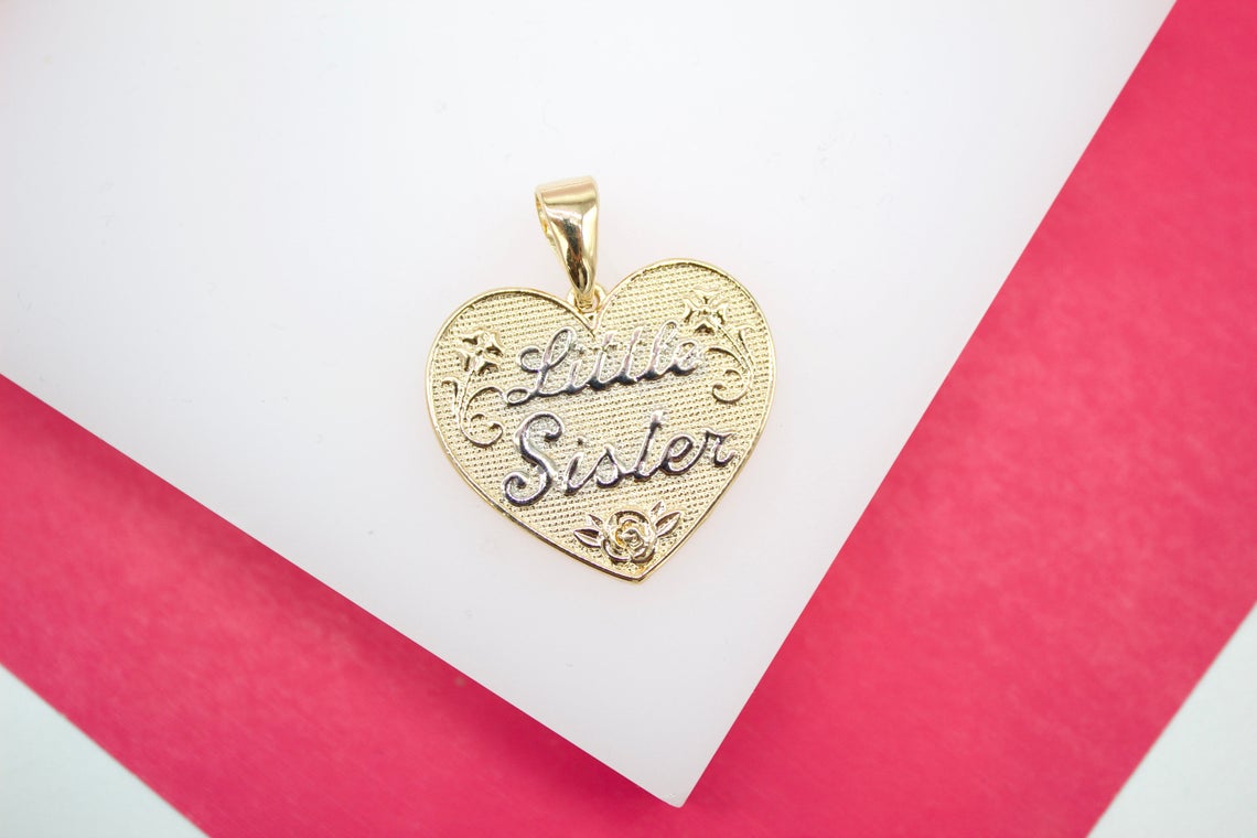 18k Gold Filled Little Sister Heart Pendant