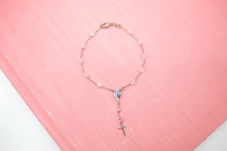 Gold Filled Cross & Virgin Mary Charm Bracelet