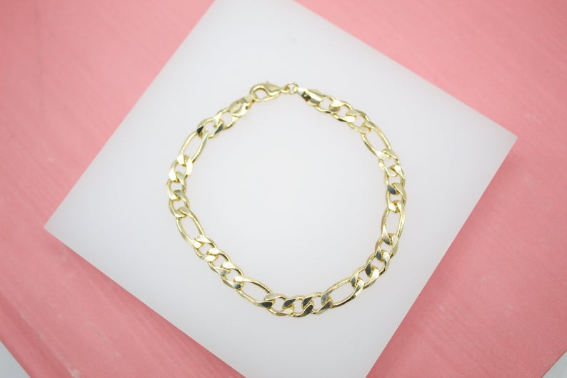 18K Gold Filled Figaro 5mm Link Chain Bracelet
