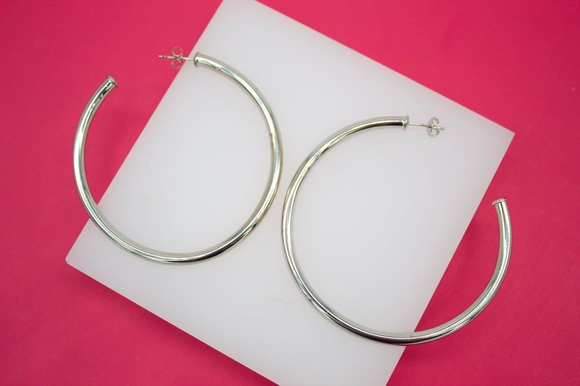 18K Gold Filled 4mm Open Stud Hoops Earrings