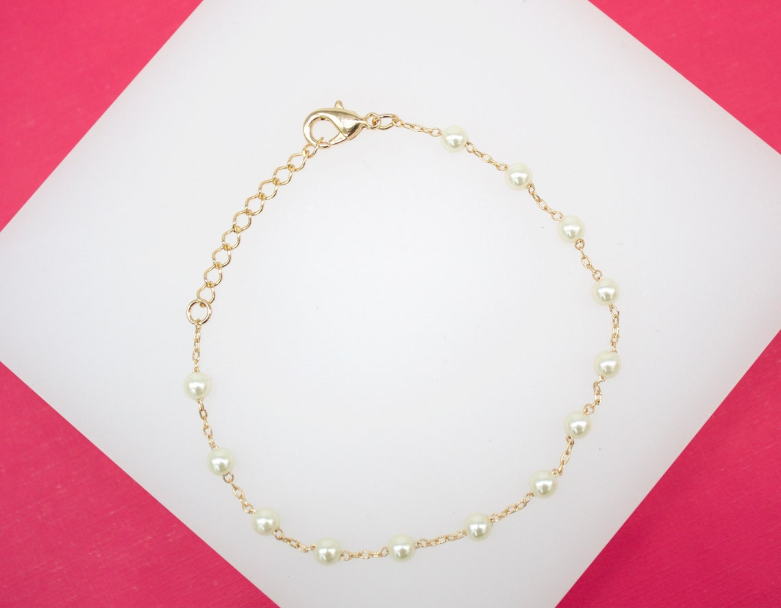 18K Gold Filled Synthetic Pearl Bracelet