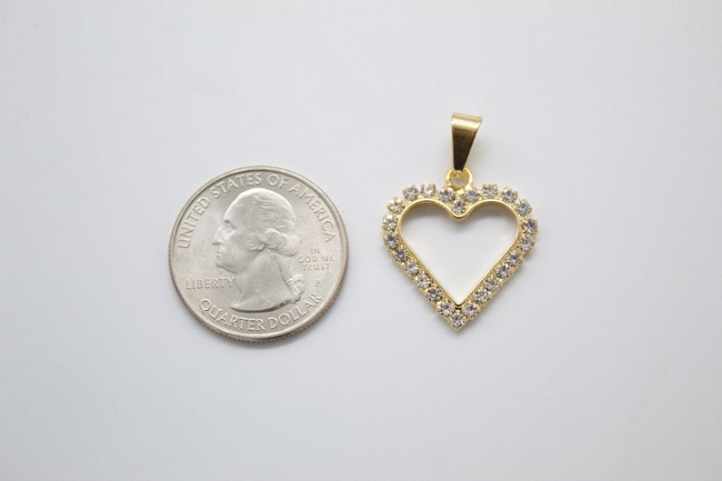 18K Gold Filled CZ Stone Heart