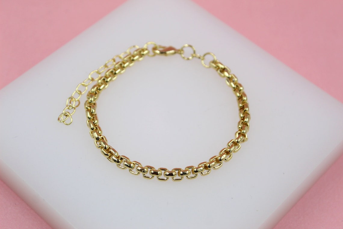 18K Gold Filled Rounded 4mm Box Bracelet