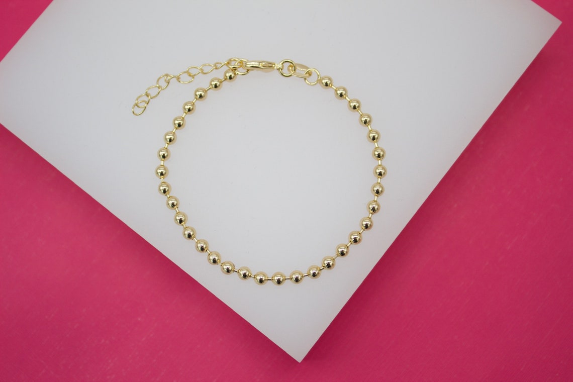 18K Gold Filled 3mm Ball Bracelet