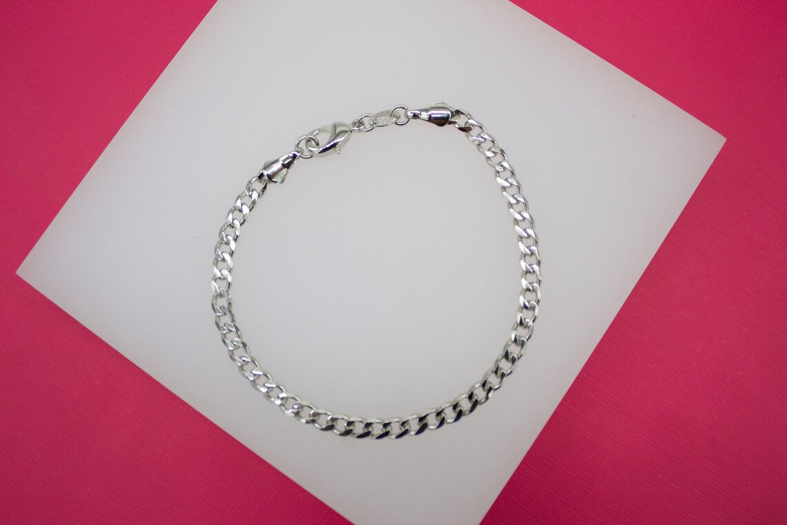 18K Rhodium Filled 4mm Cuban Link Bracelet