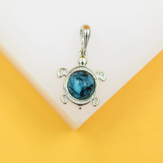 18K Gold Filled Jadeite Stone Turtle Charm Pendant