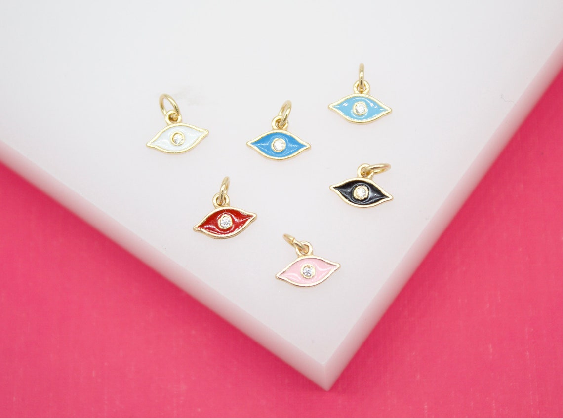 18K Gold Filled Evil Eye Pendant Charm With CZ Stone