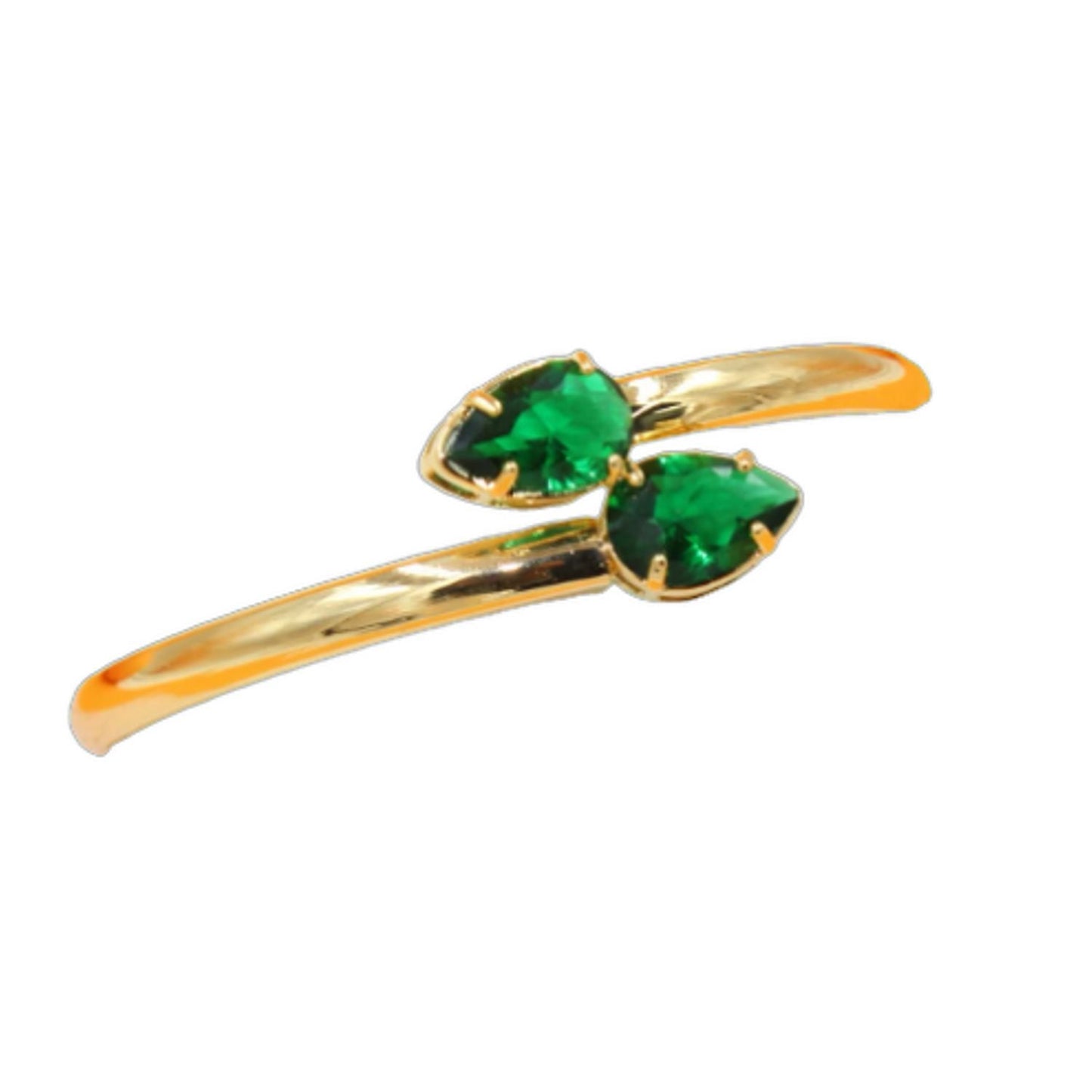 Dual CZ Teardrop Bangle Adjustable Bracelet