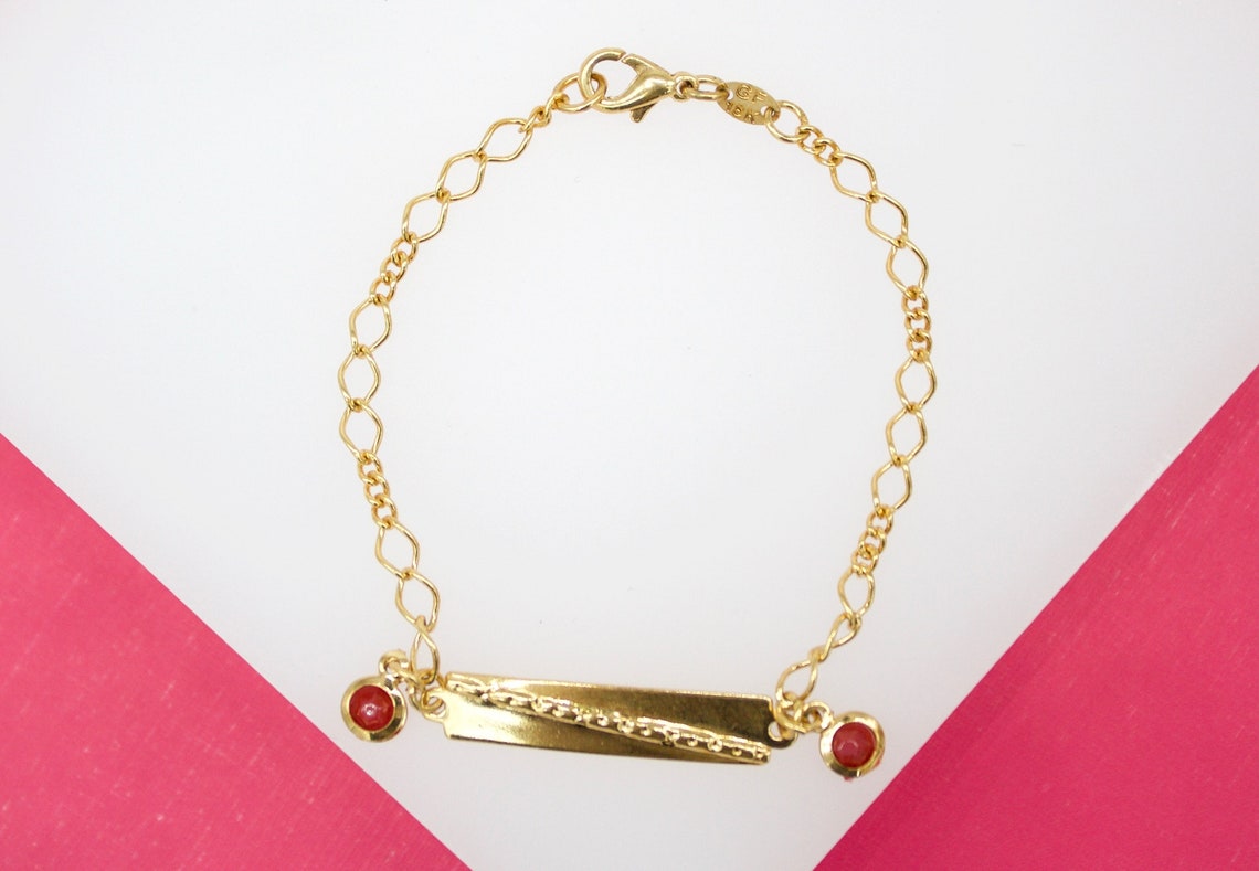 Gold Filled Designed Bracelet With Dangle Plate
