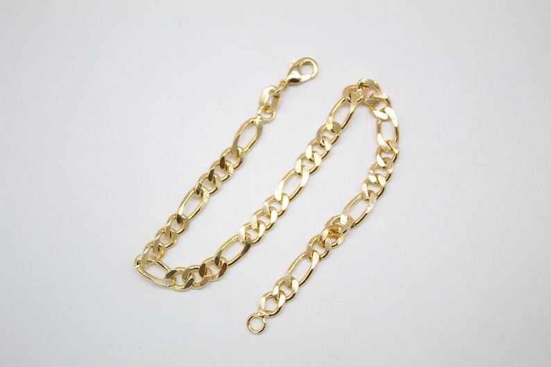 18K Gold Filled Figaro 5mm Link Chain Bracelet