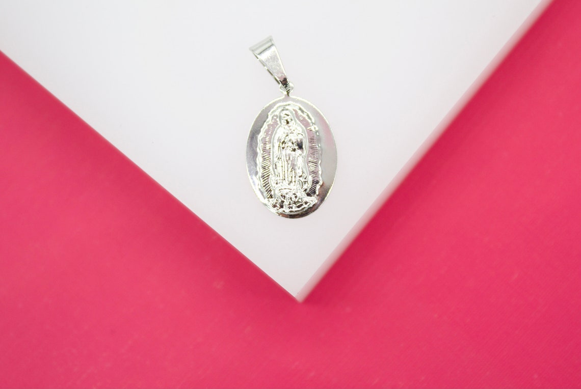 Rhodium Filled Our Lady of Guadalupe Pendant
