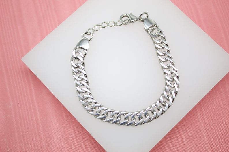 9mm Double Curb Cuban Link Bracelet Chain
