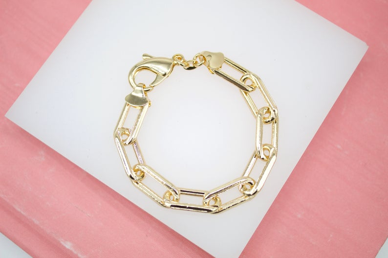 18K Gold Filled 9mm Paper Clip Bracelet