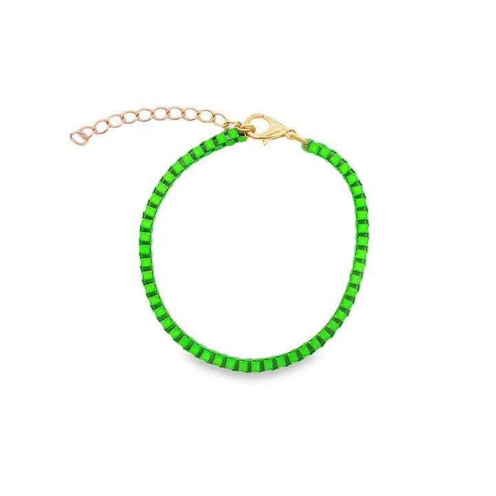 3mm Colorful Enamel Box Chain Bracelet