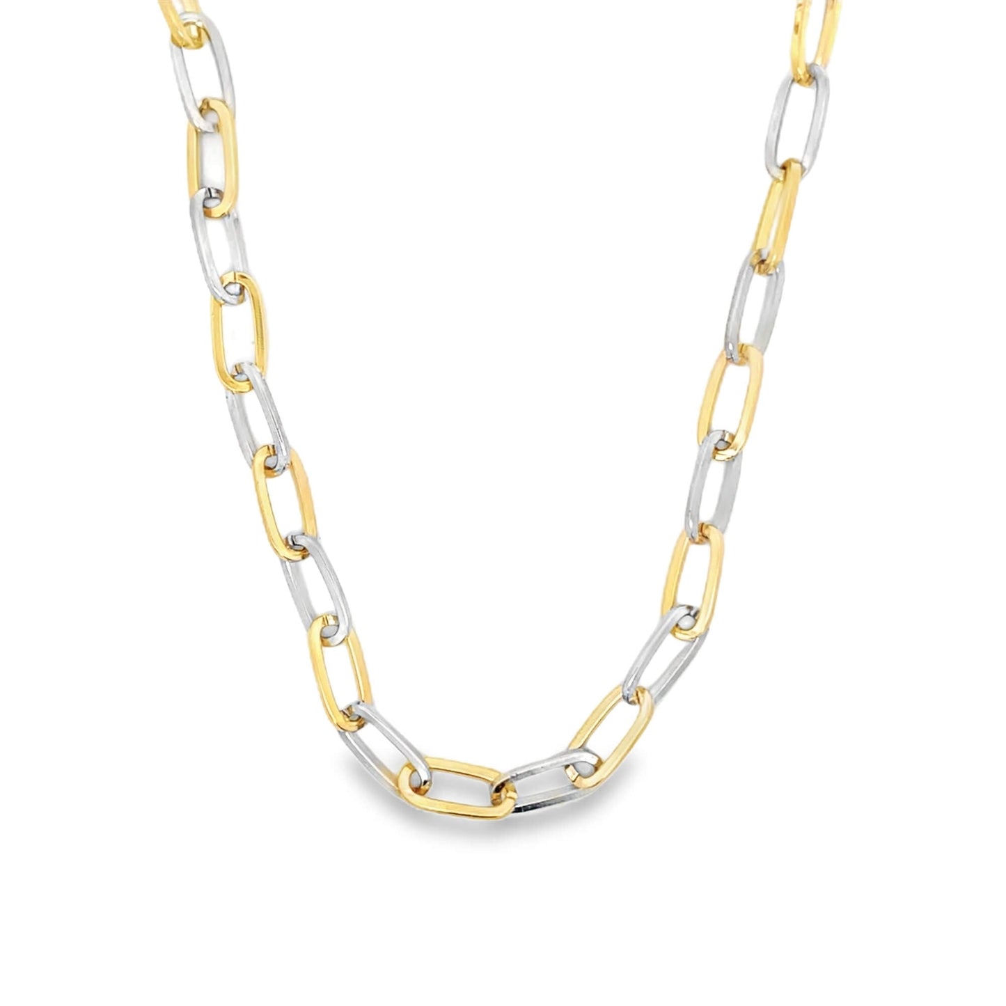Two Toned 7mm Oval Paperclip Bracelet