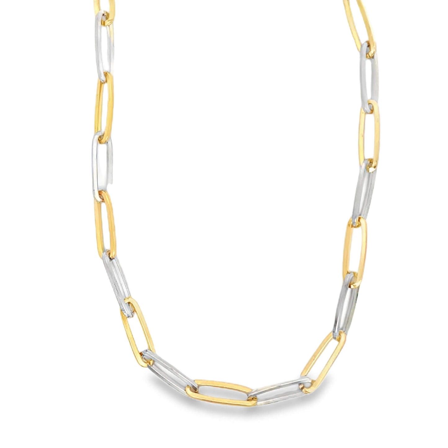 Two Toned 7mm Wide Oval Clip Bracelet