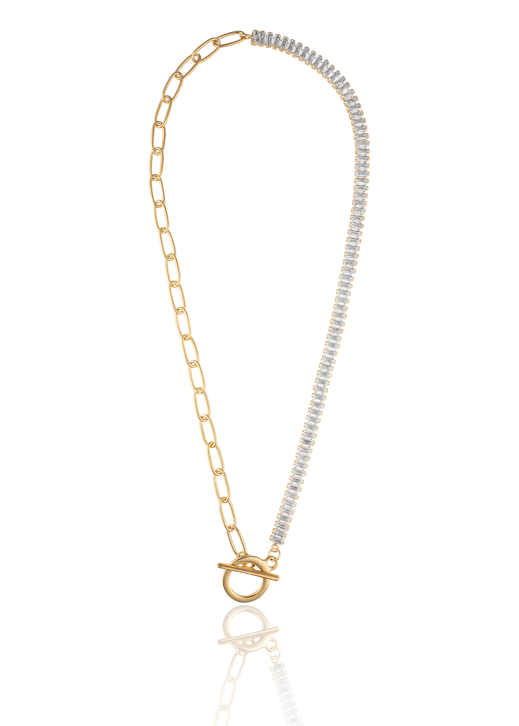 Paperclip & Baguette Toggle Bracelet