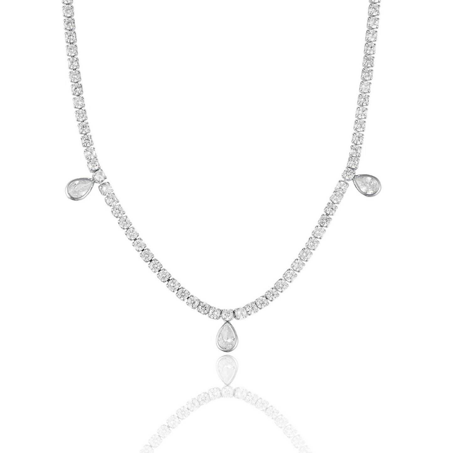 Dainty Round CZ Bracelet With Dangle Tear Drop CZ Stones