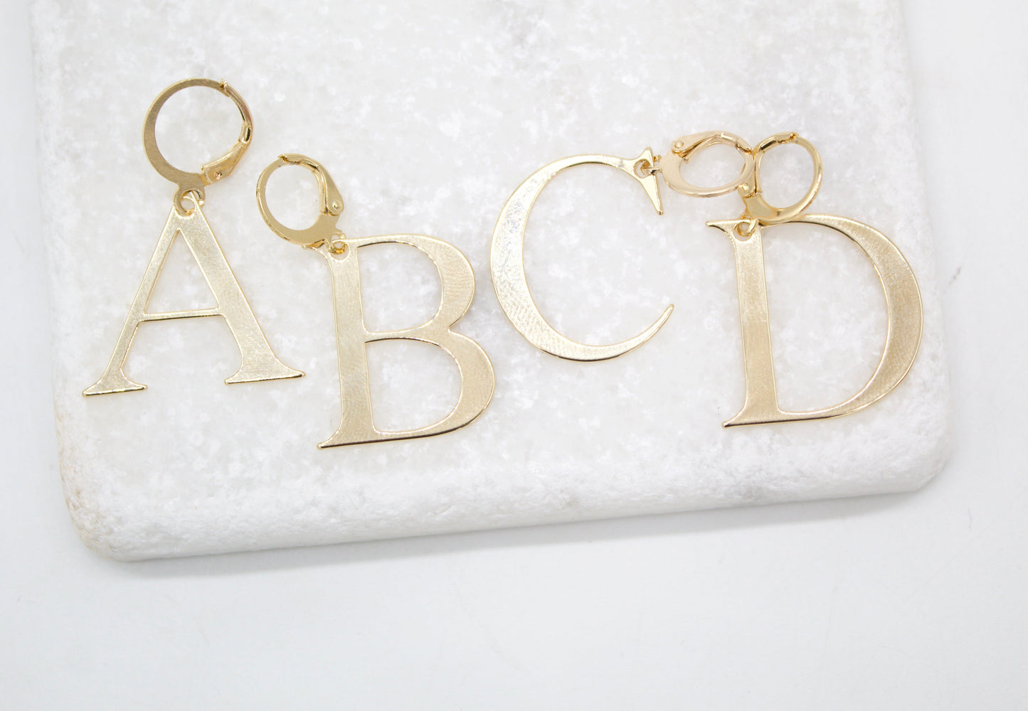 18K Gold Filled Letter A-Z Letter Pendant French Hook