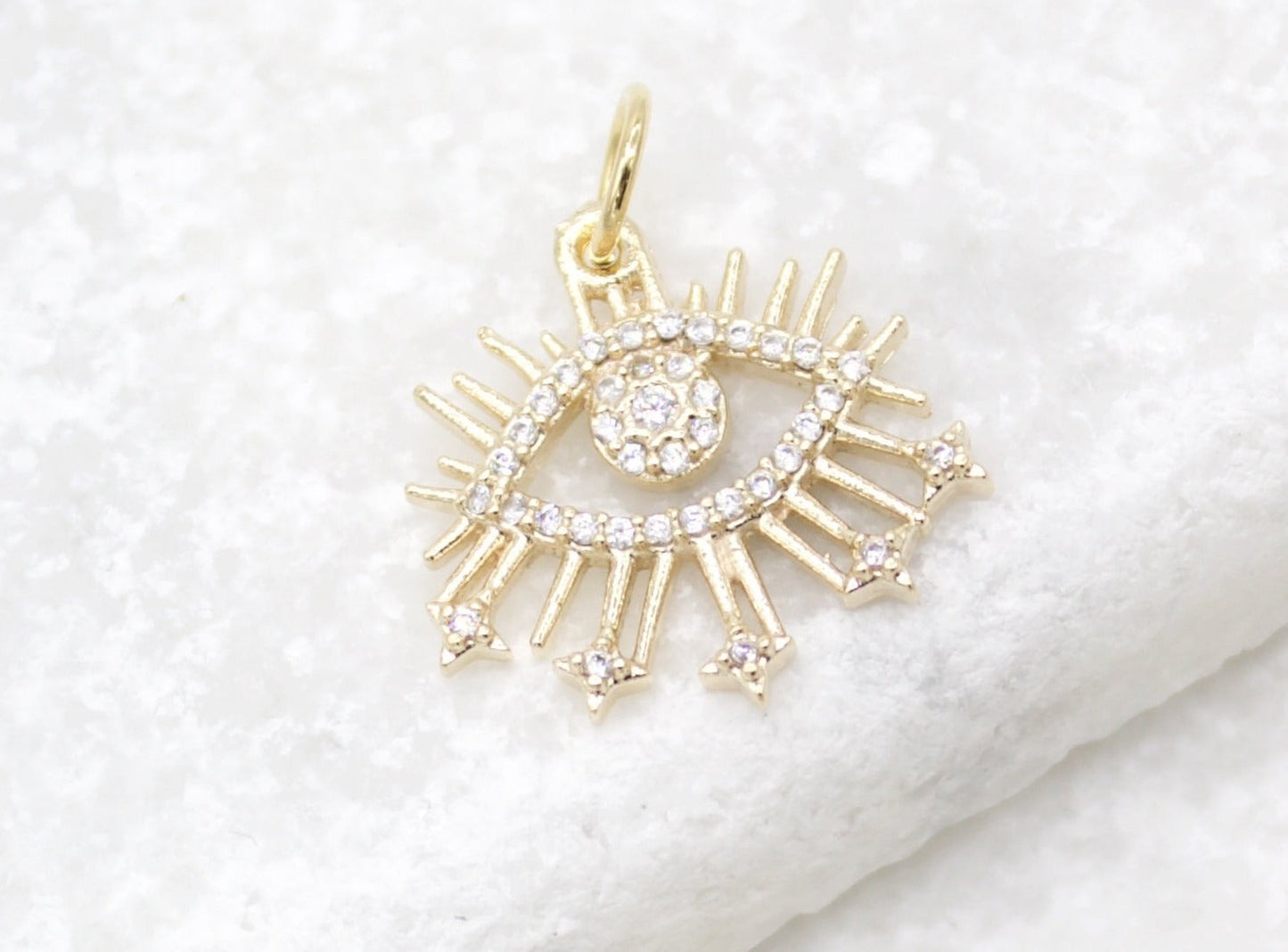 18K Gold Filled CZ Stone Evil Eye Pendant