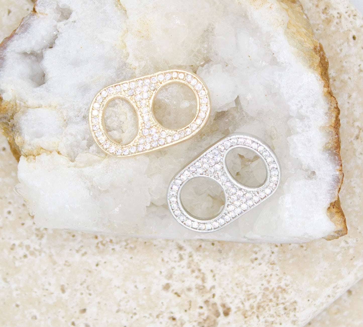 18K Rhodium Filled Soda Pull Tab With CZ Cubic Zirconia Stones