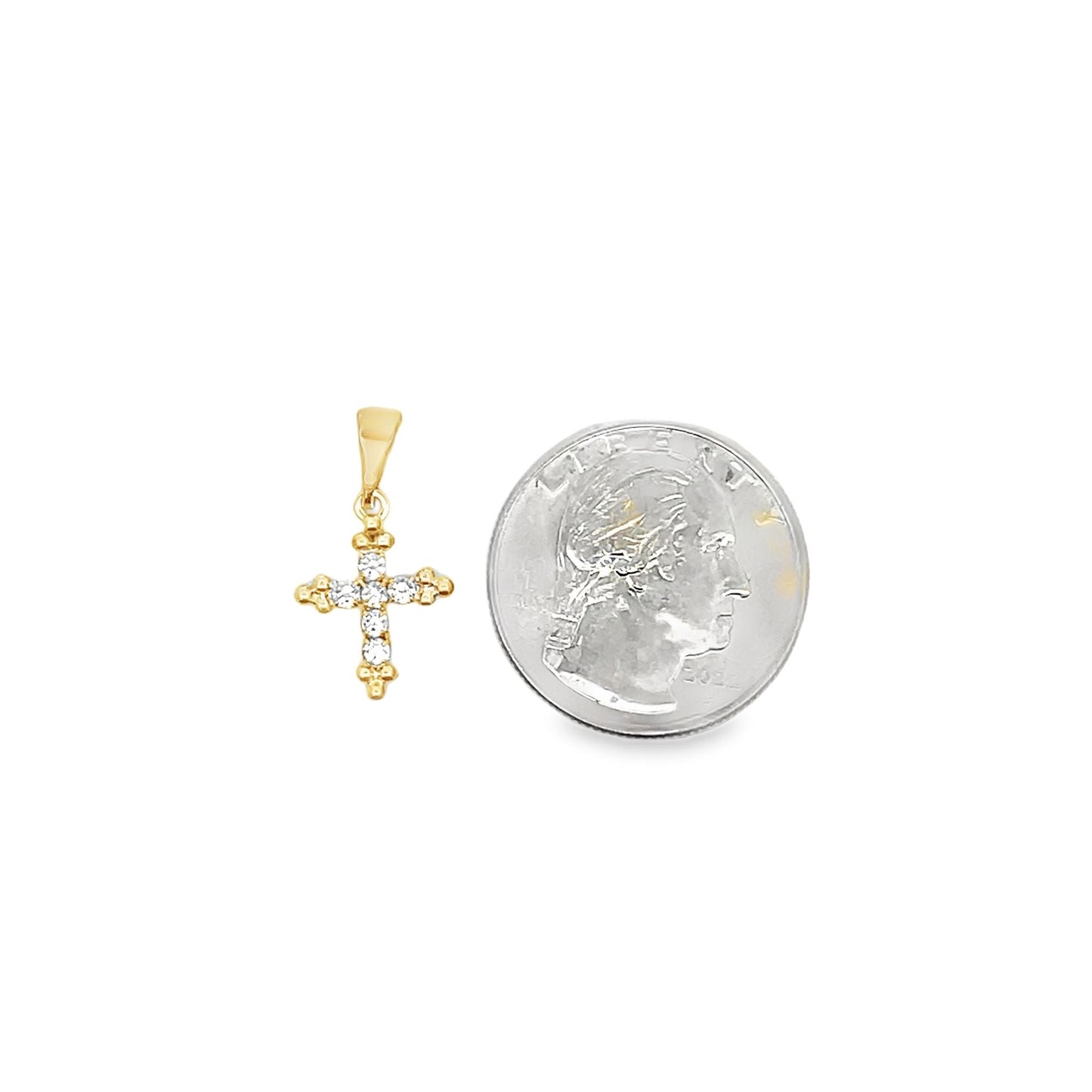 Small Christian Cross Crucifix with CZ Stones