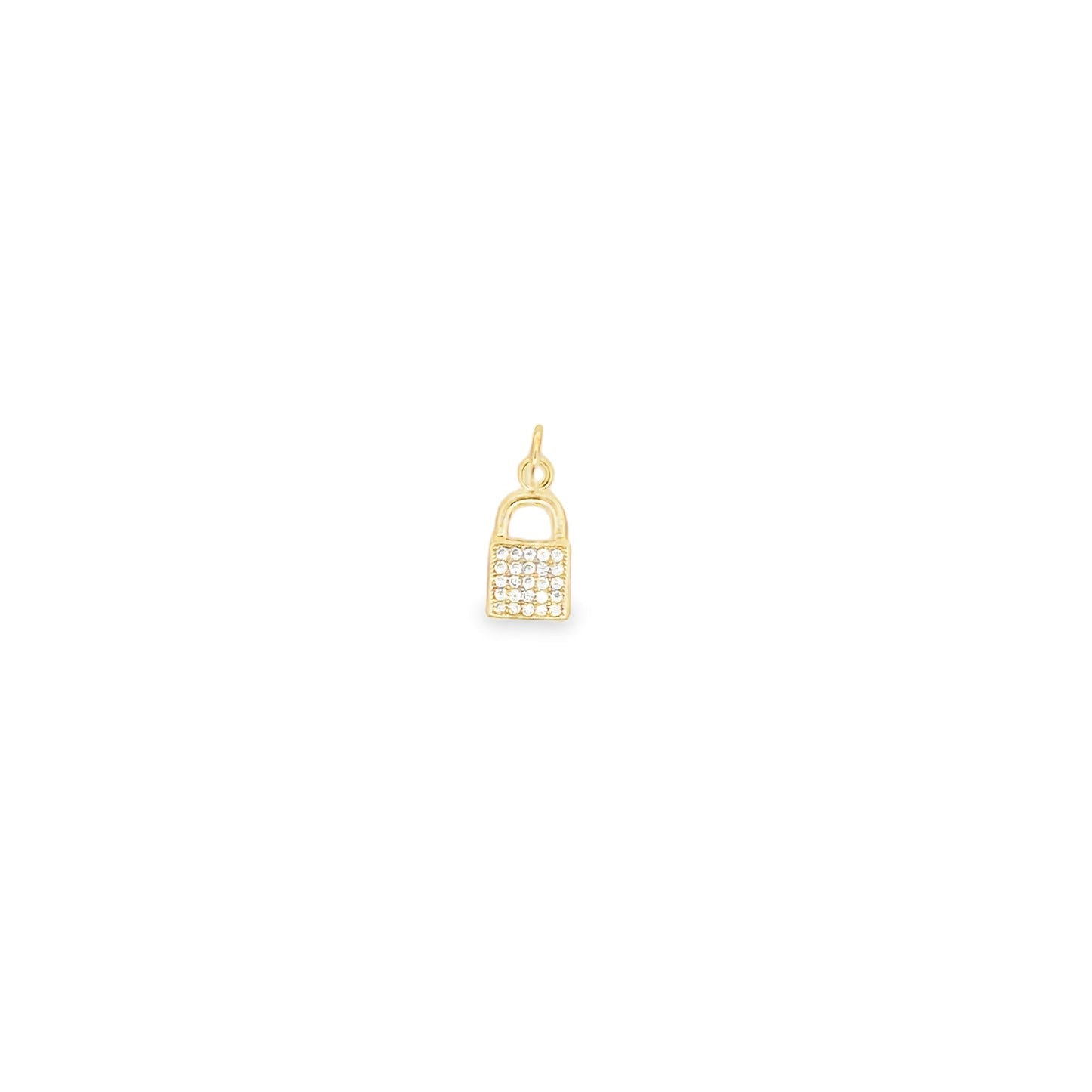 18K Gold Filled CZ Pad Lock Pendant