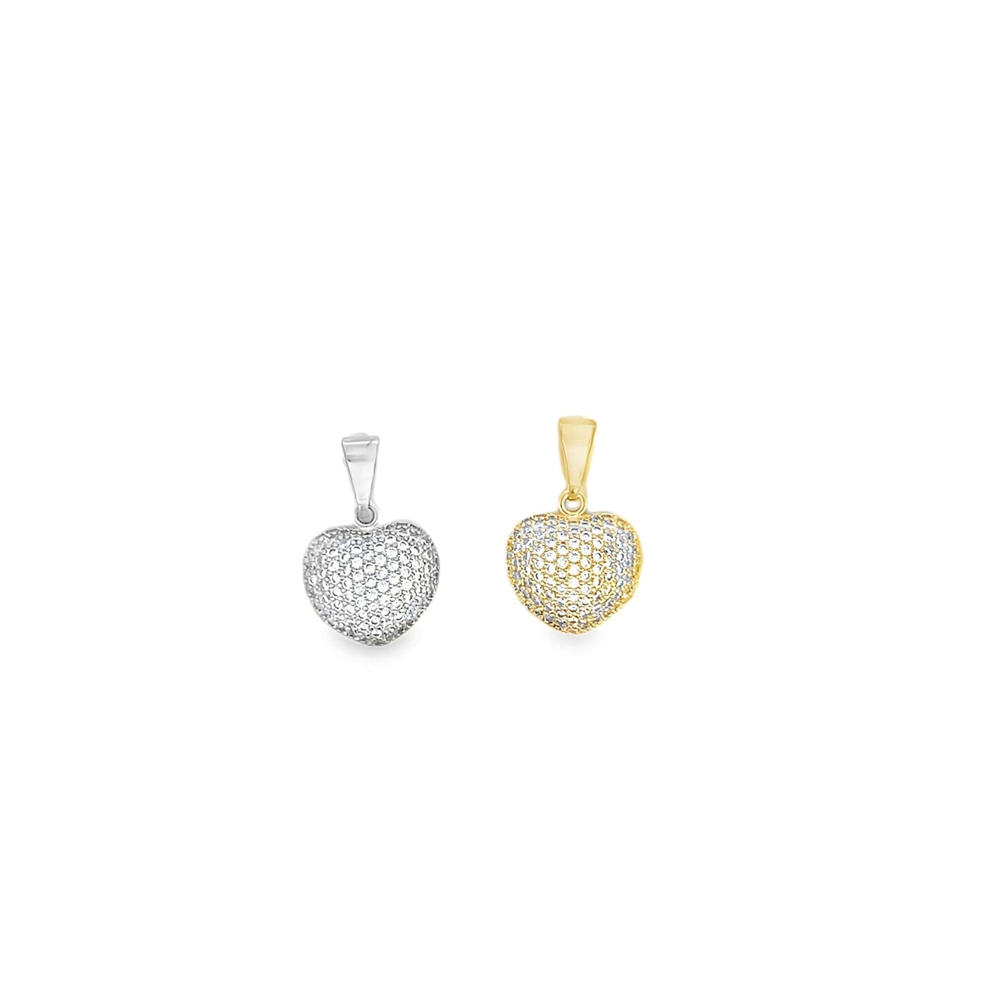 Small Hollow CZ Pave Heart Pendant
