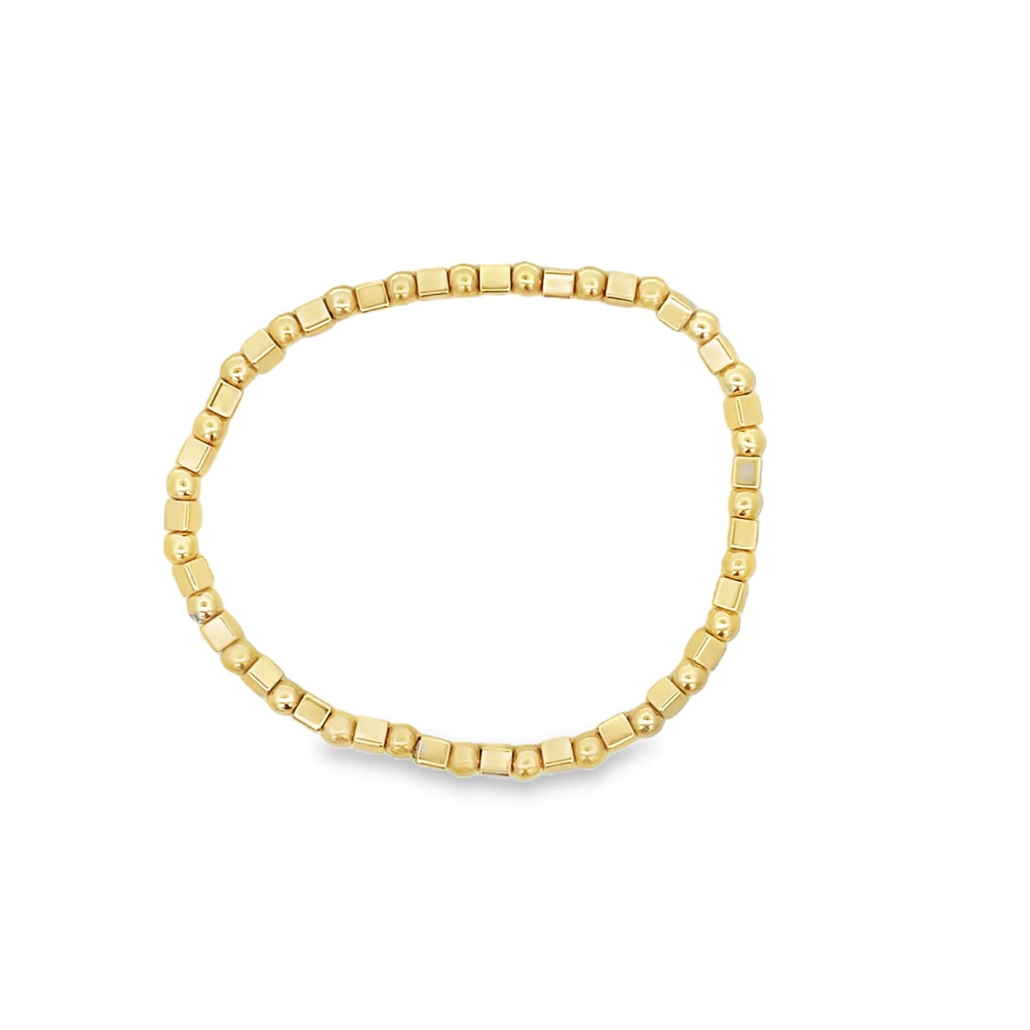 Bead and Cube Charm Elastic Bracelet