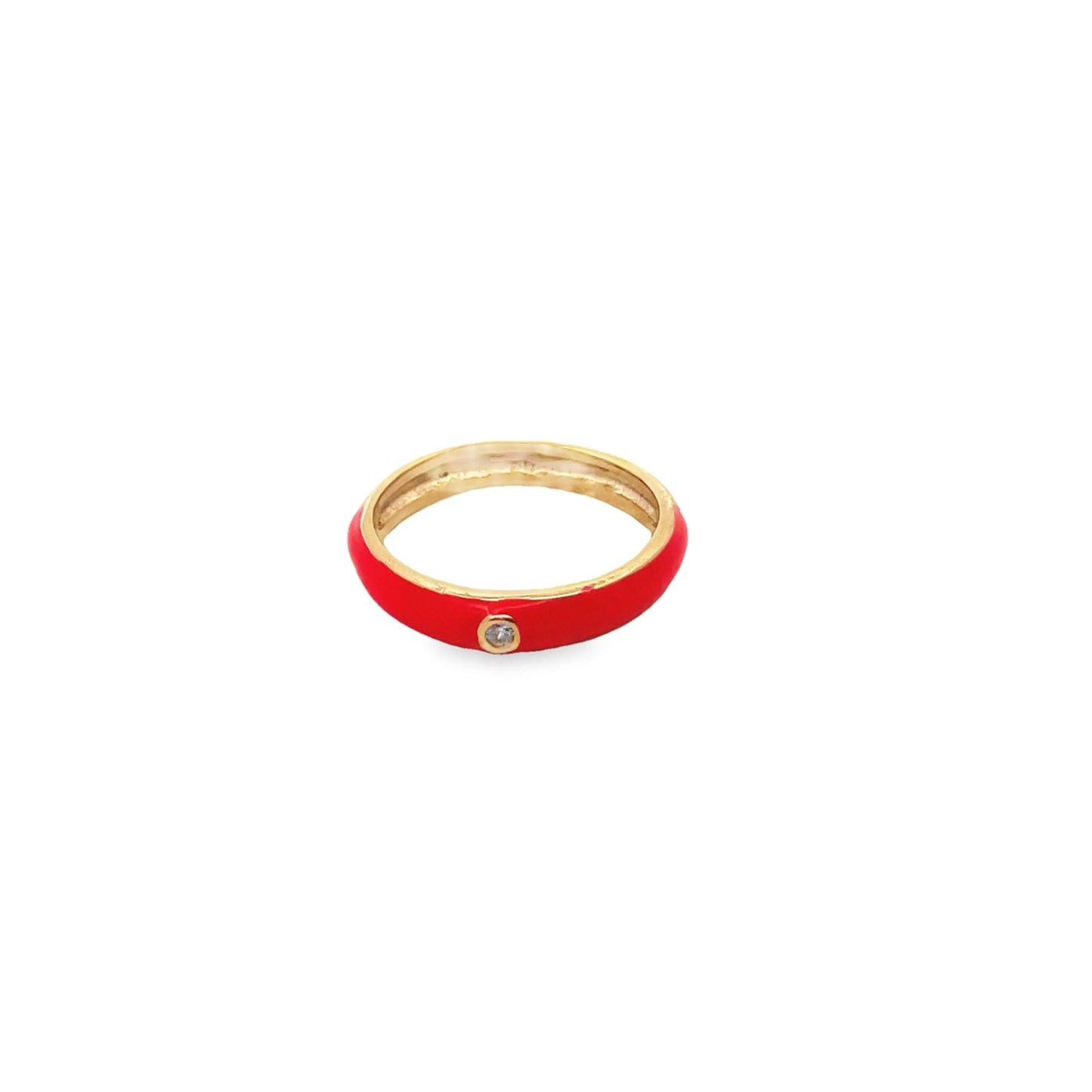 Enamel Ring Band With A Single CZ Stone