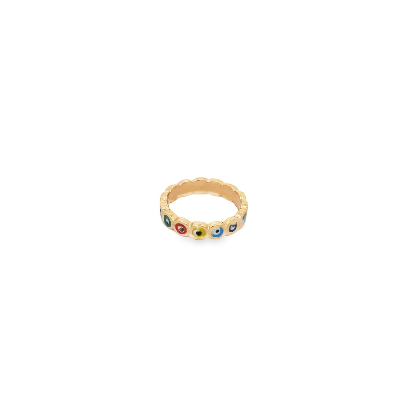 Evil Eye Ring With Enamel Color Eyes