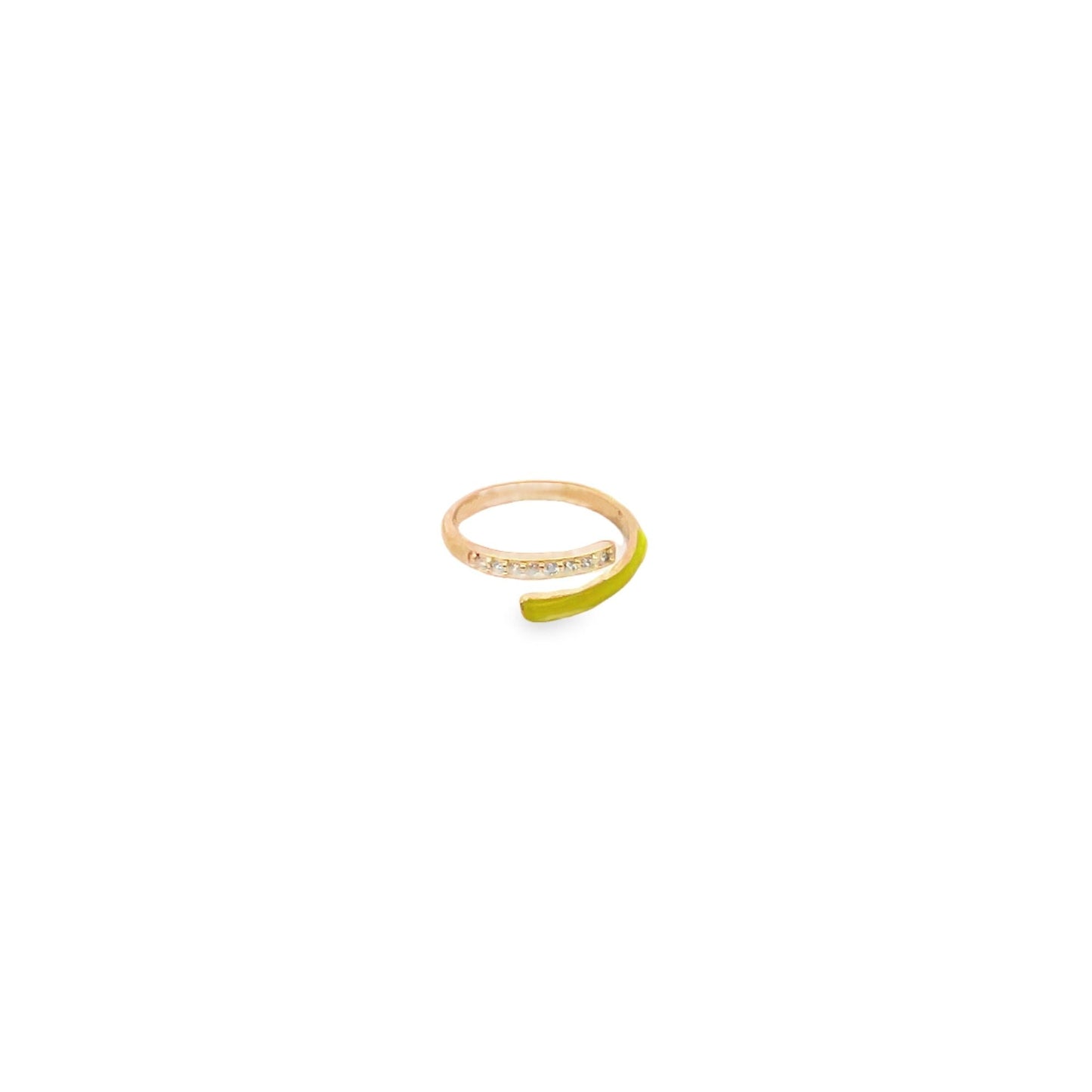 Enamel Opened Ring With Round CZ Stones