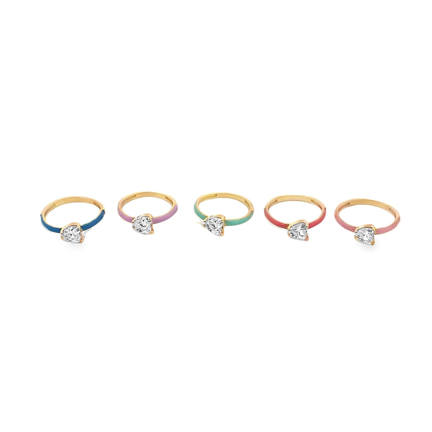 Heart CZ Stone Colorful Enamel Ring