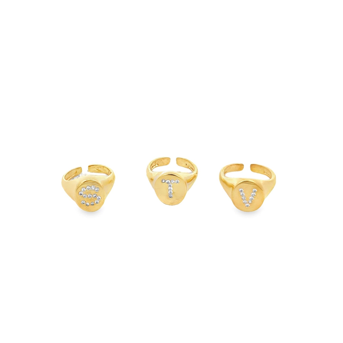 Adjustable CZ Stone Custom Letter Ring
