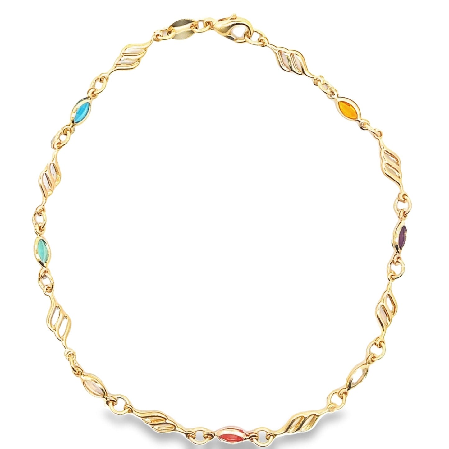 Multicolor CZ Stone Angel Wing Charm Bracelet
