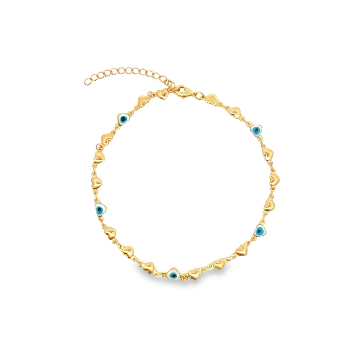 Blue Heart Evil Eye Chain Bracelet