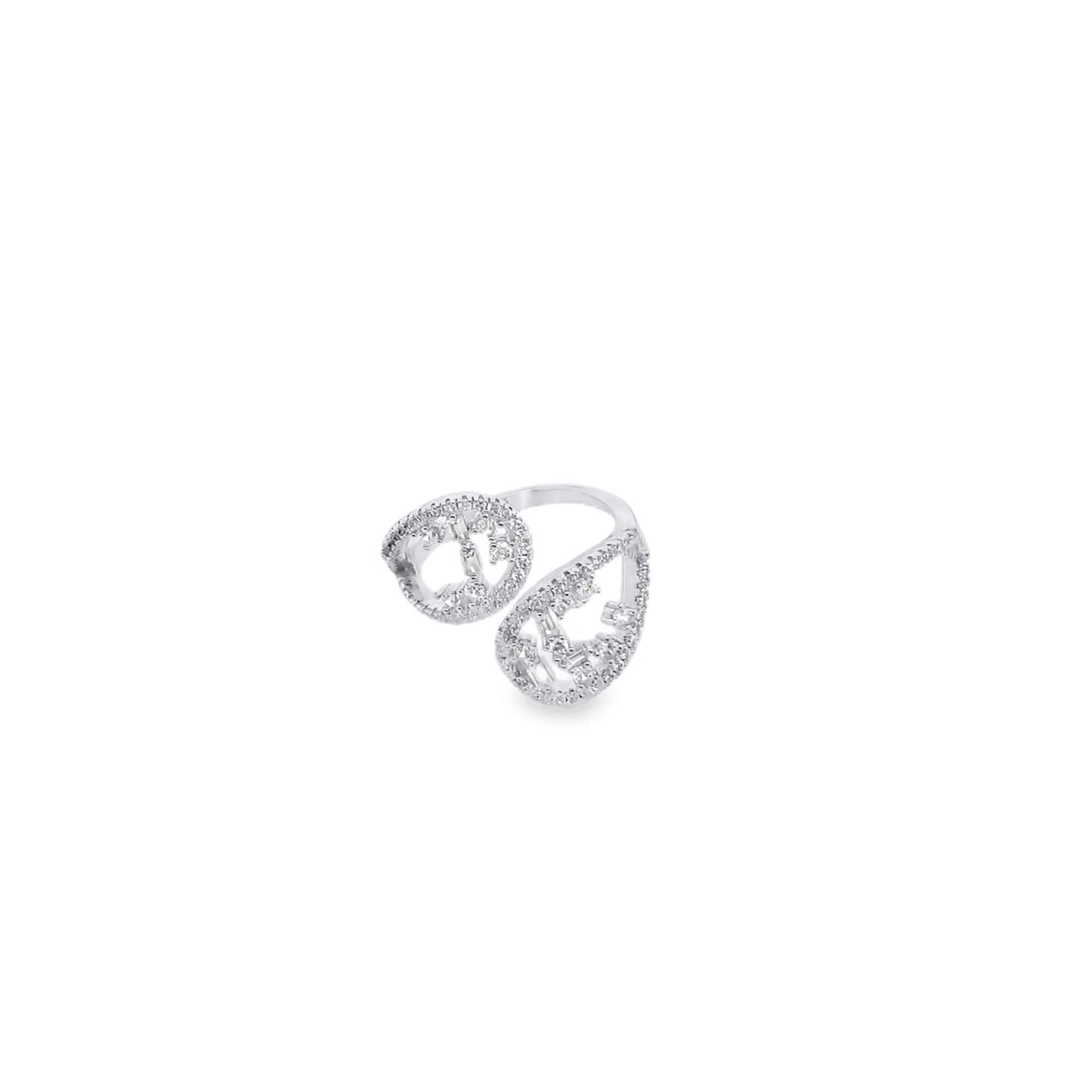 Eccentric Baguette CZ Pave Adjustable Open Ring