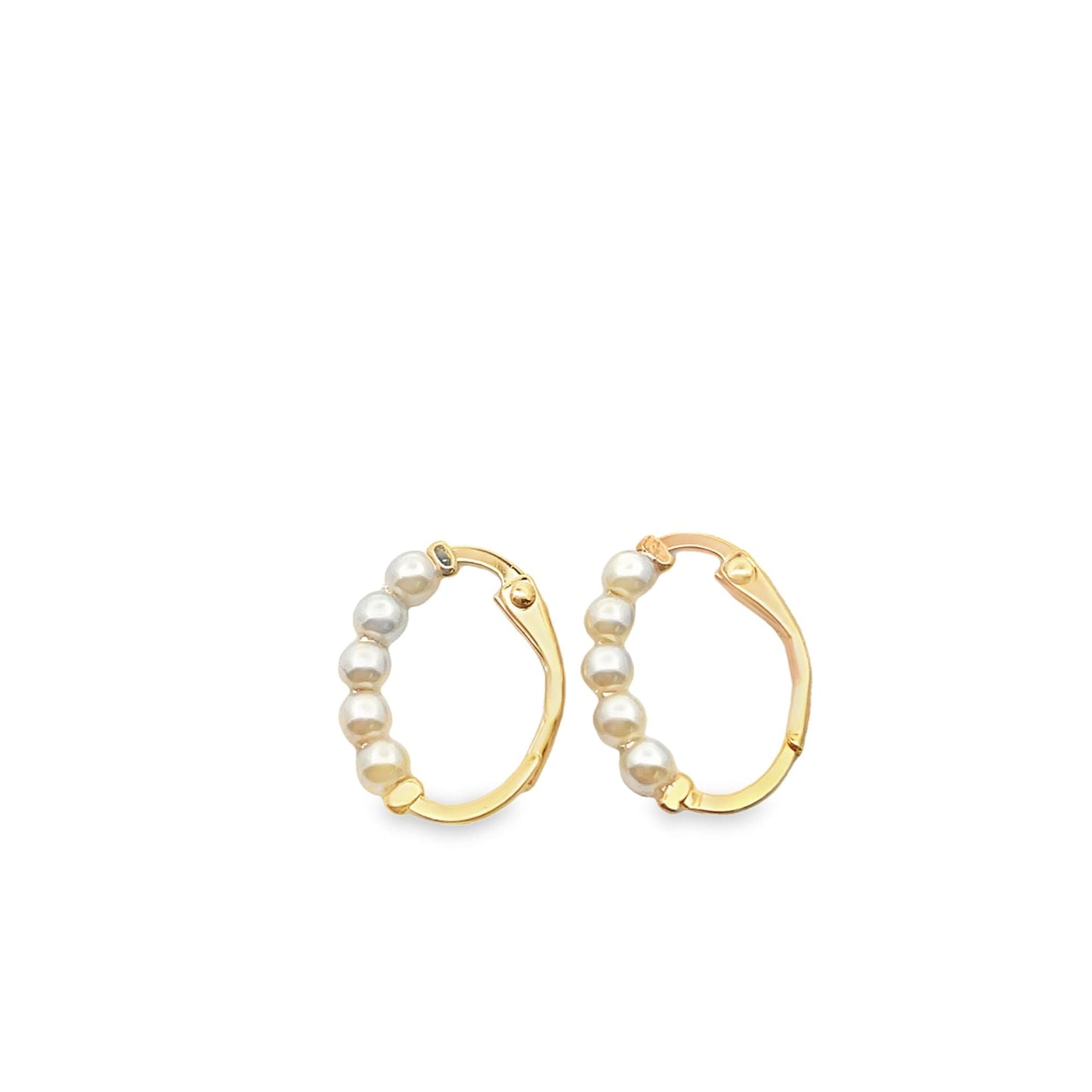 Small Bead/Pearl Latch Back Open Hoop Earrings