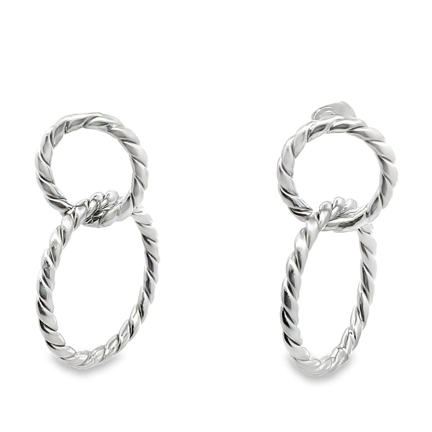 Double Dangle Drop Twisted Hoops